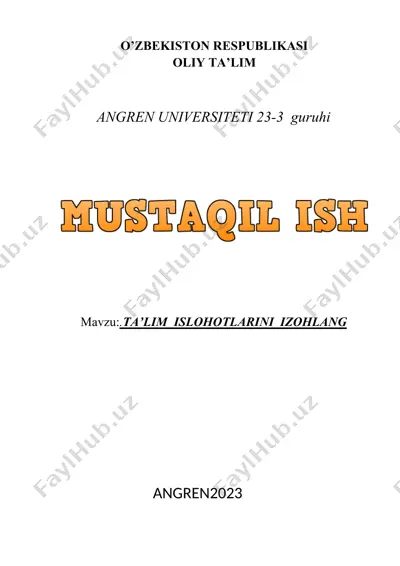 ta’lim islohotlarini izohlash — DOCX