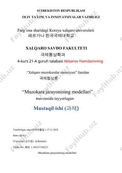 muzokara jarayonining modellari — DOCX