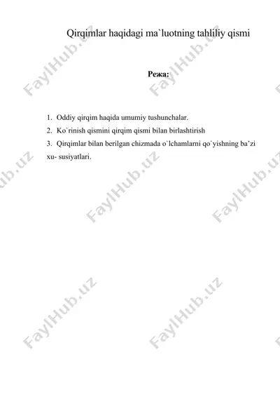 qirqimlar haqidagi ma`luotning tahliliy qismi — DOC