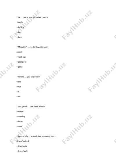 ingliz tili grammatikasi bo‘yicha savol-javoblar to‘plami — DOCX
