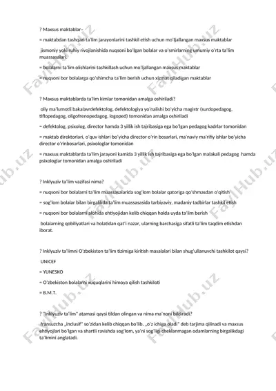 inklyuziv ta’lim va maxsus maktablar haqida ma’lumot — DOCX