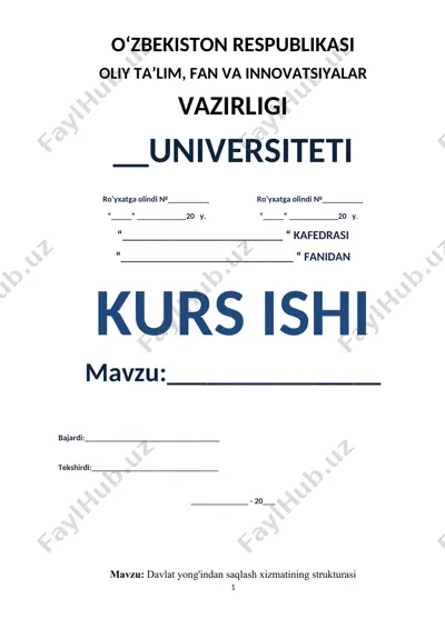 davlat yong'indan saqlash xizmatining strukturasi — DOCX