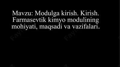 farmatsevtik kimyo moduli — PPTX