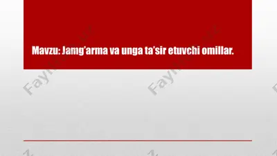 jamg’arma va unga ta’sir etuvchi omillar — PPTX
