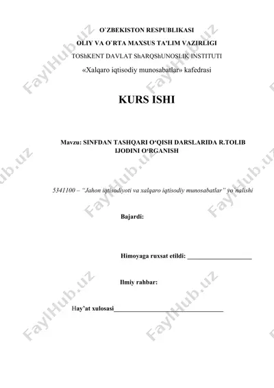 sinfdan tashqari o‘qish darslari uchun metodika va qo‘llanma — DOCX