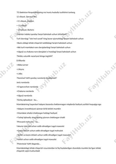 o’zbekiston respublikasining ma’muriy hududiy tuzilishi va iqtisodiyot asoslari taqdimoti — DOCX