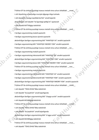 python maxsus metodlari bo'yicha tushuntirishlar — DOCX