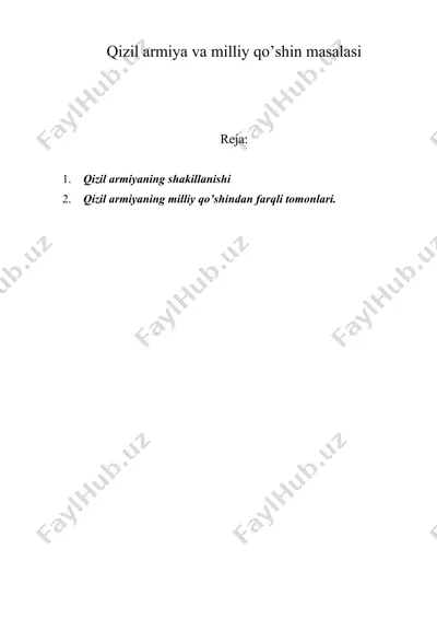 qizil armiya va milliy qo’shin masalasi — DOC