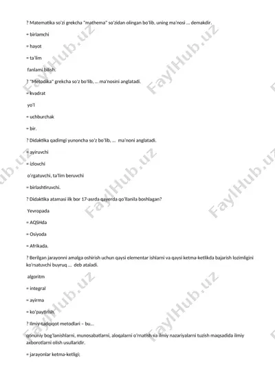 matematika ta'lim materiallari — DOCX