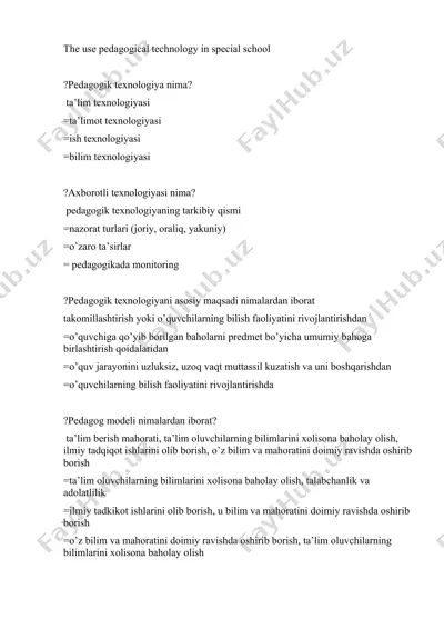 pedagogik texnologiya — DOCX