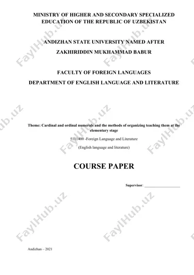 cardinal and ordinal numerals and the methods of organizing teaching them at the elementary stage — DOCX