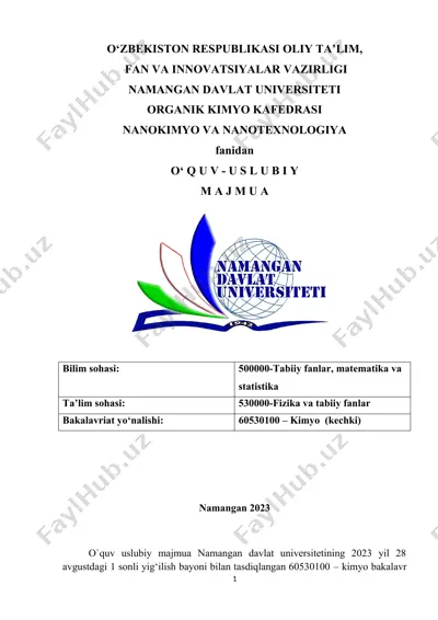 o‘quv-uslubiy majmua: nanokimyo va nanotexnologiya fani — DOCX
