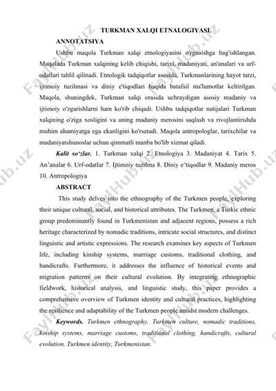 turkman xalqi etnalogiyasi — DOCX