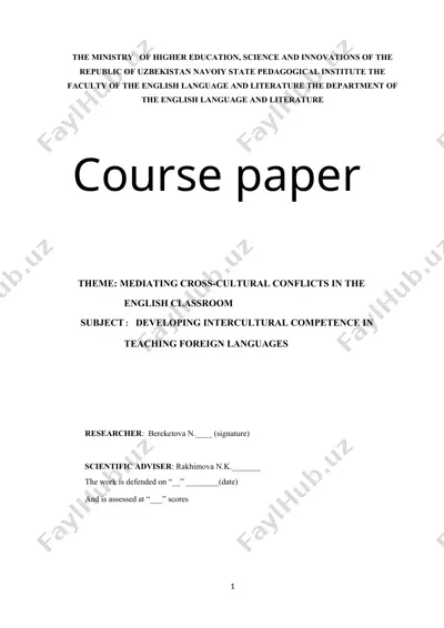 mediating cross-cultural conflicts in the english classroom — DOCX