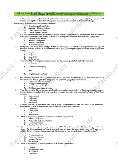 tibbiyot bo‘yicha test savollari to‘plami — DOCX