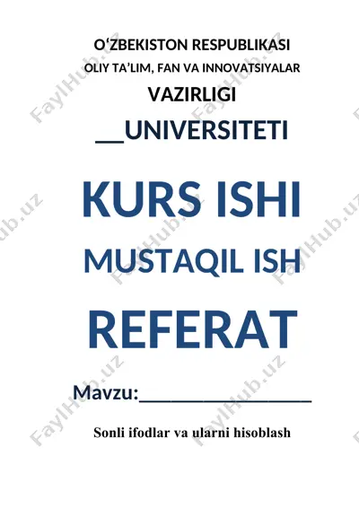 sonli ifodalar va ularni hisoblash — DOCX