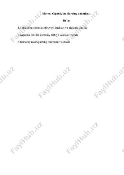 gigiyenik omillarning ahamiyati — DOCX