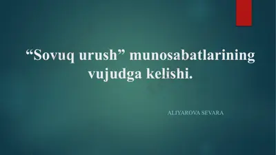 sovuq urush munosabatlari taqdimoti — PPTX