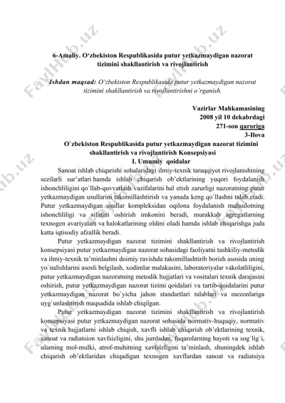 putur yetkazmaydigan nazorat tizimini shakllantirish va rivojlantirish konsepsiyasi — DOCX