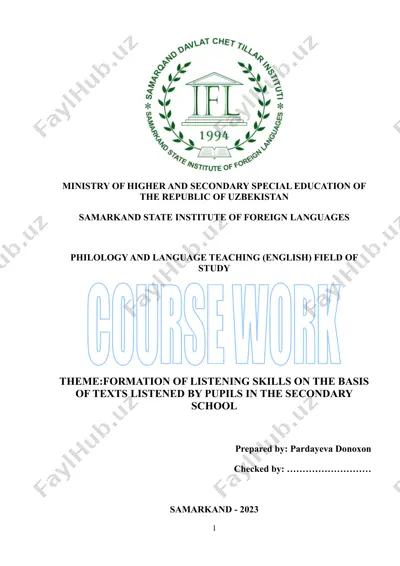 formation of listening skills on the basis of texts listened by pupils in the secondary school — DOCX