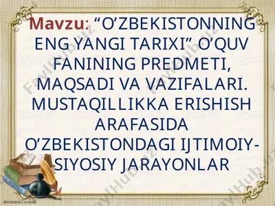 o’zbekistonning eng yangi tarixi — PPTX