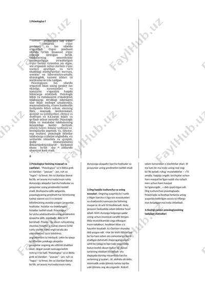 psixologiya faniga kirish — DOCX