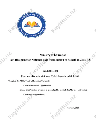 test blueprint for national exit examination in public health — DOCX