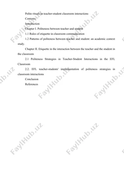 polite rituals in teacher-student classroom interactions — DOCX