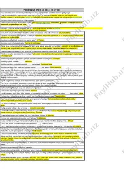 xotiradagi individual farqlar — DOCX