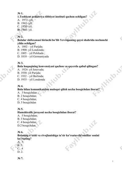pediatriyada hamshiralik ishi — DOCX