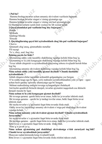 pul va uning iqtisodiy mohiyati — DOCX