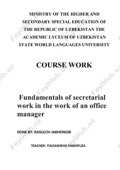 fundamentals of secretarial work in the work of an office manager — DOCX