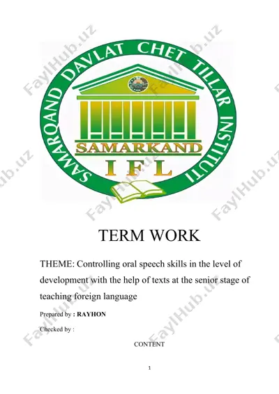 controlling oral speech skills in the level of development with the help of texts at the senior stage of teaching foreign language — DOCX