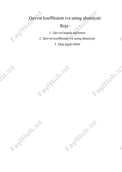 quvvat koeffitsienti va uning ahamiyati — DOCX