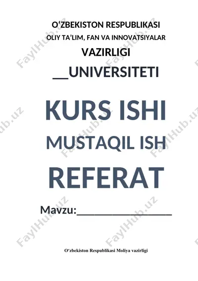 o‘zbekiston respublikasi moliya vazirligi faoliyati bo‘yicha ma'lumotlar to‘plami — DOCX