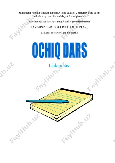 ravish turkumi mavzusida taqdimot — DOCX