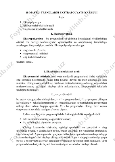 trendlarni ekstrapolyatsiya usuli — DOCX