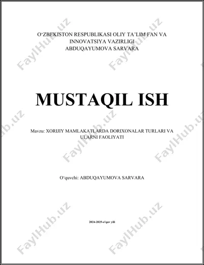 dorixonalar turlari va faoliyati — DOCX