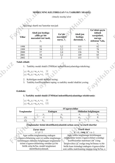 modelning keltirilgan va tarkibiy shakli (amaliy mashg’ulot) — DOCX