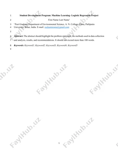 student development program: machine learning - logistic regression project — DOCX