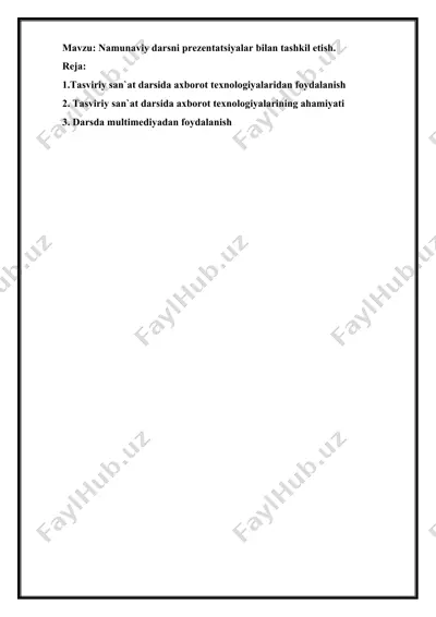namunaviy darsni prezentatsiyalar bilan tashkil etish — DOCX