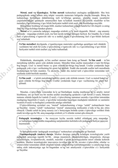 ta’lim metodlari va pedagogik texnologiyalar haqida umumiy tushuncha — DOCX