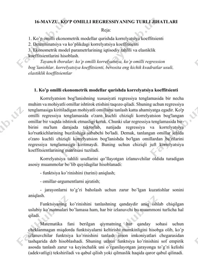 ko‘p omilli regressiyaning turli jihatlari — DOCX