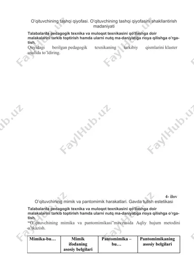 o’qituvchining tashqi qiyofasi va pedagogik texnika asoslari — DOCX