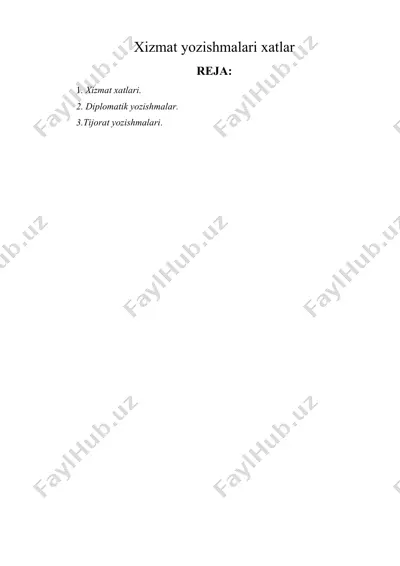 xizmat yozishmalari xatlar — DOCX