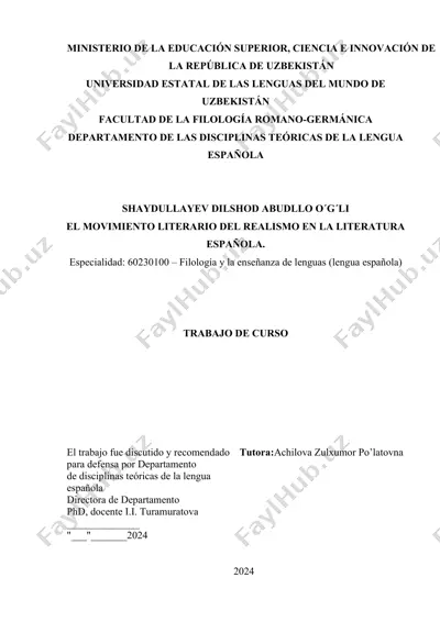 el movimiento literario del realismo en la literatura española — DOCX