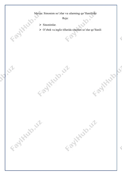 sinonim so’zlar va ularning qo’llanilishi — DOCX