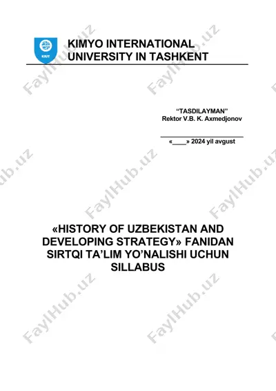 o’zbekiston tarixi va rivojlanish strategiyasi fanidan sillabus — DOCX