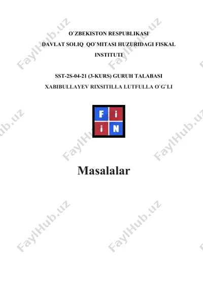 amaliy vaziyatlar yechimi va soliq hisoboti — DOCX