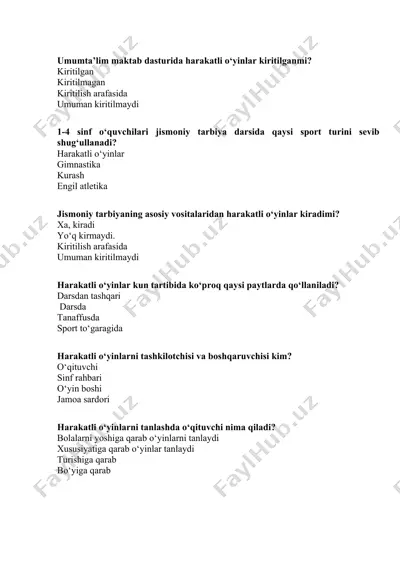 harakatli o‘yinlar bo‘yicha pedagogik tavsiyalar — DOCX